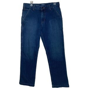 Carhartt Relaxed Fit Straight Leg Work Carpenter Blue Jeans Size 34x34 Mid‎ Rise